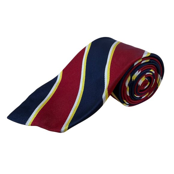 Vintage Brooks Brothers Red & Navy Silk Striped Tie 58" Classic Formal Accessory - Picture 1 of 7
